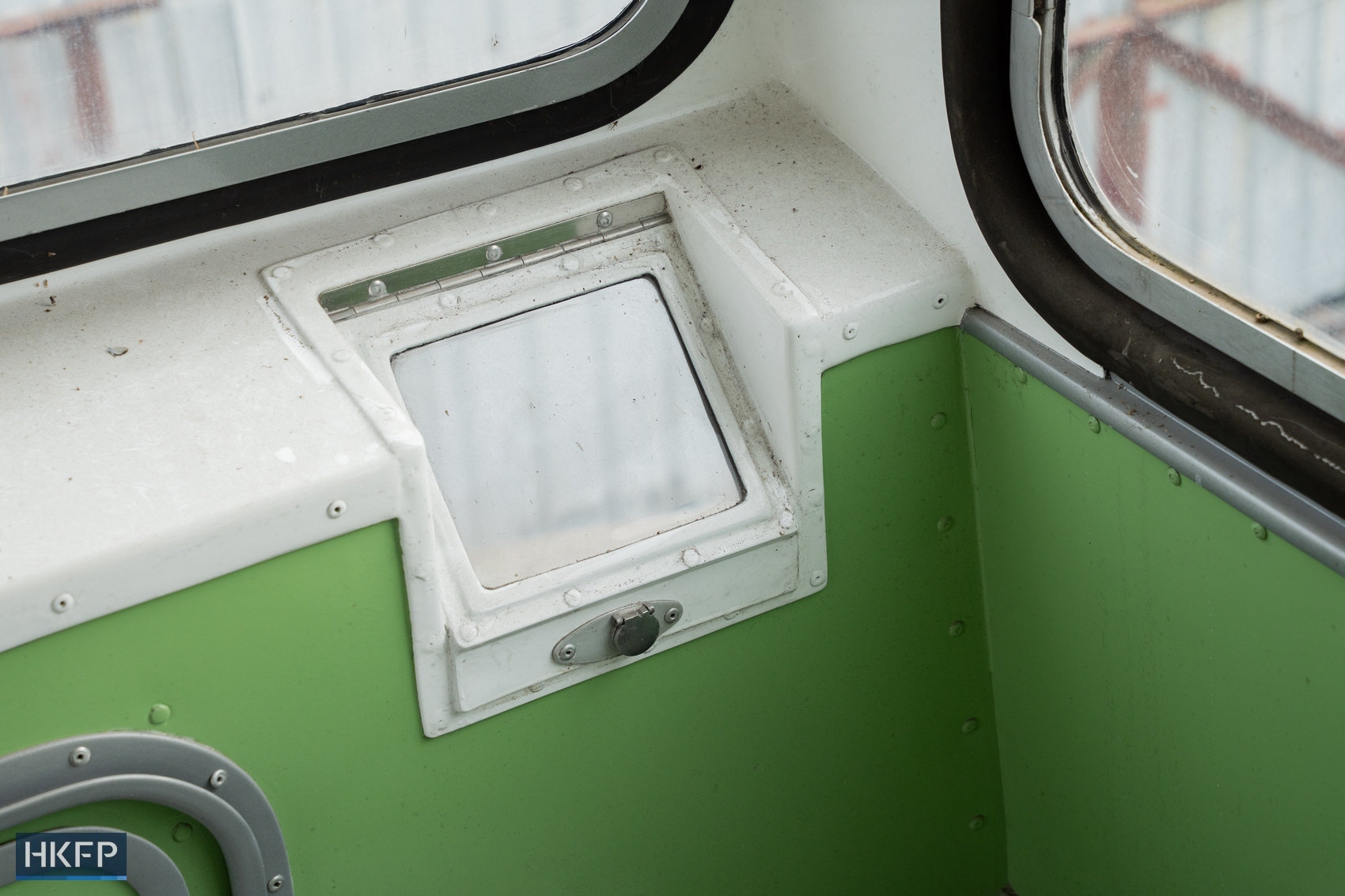 A restored fibreglass frame of a Leyland Victory Mark II bus in Hong Kong on June 29, 2026. Photo: Kyle Lam/HKFP.