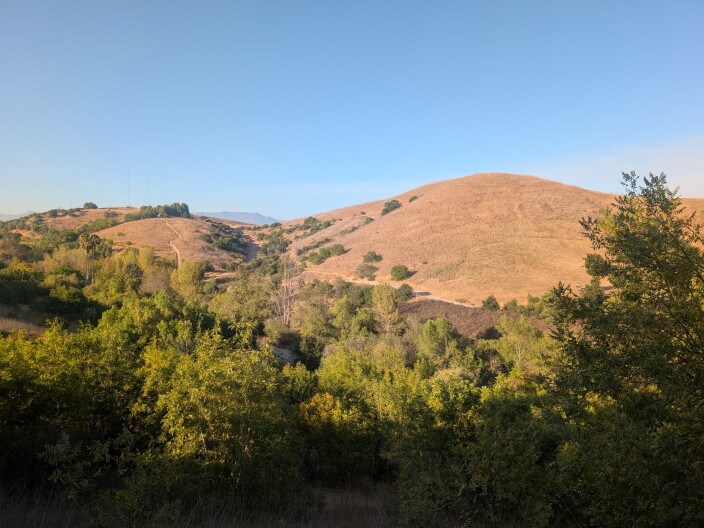 Rolling hillsides during sunset
