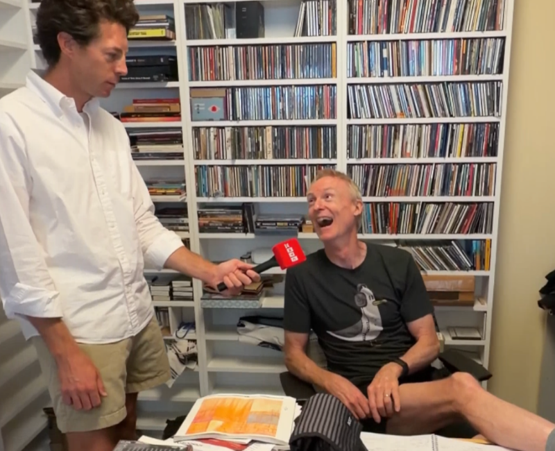 James Ramsay and John Schaefer in shorts