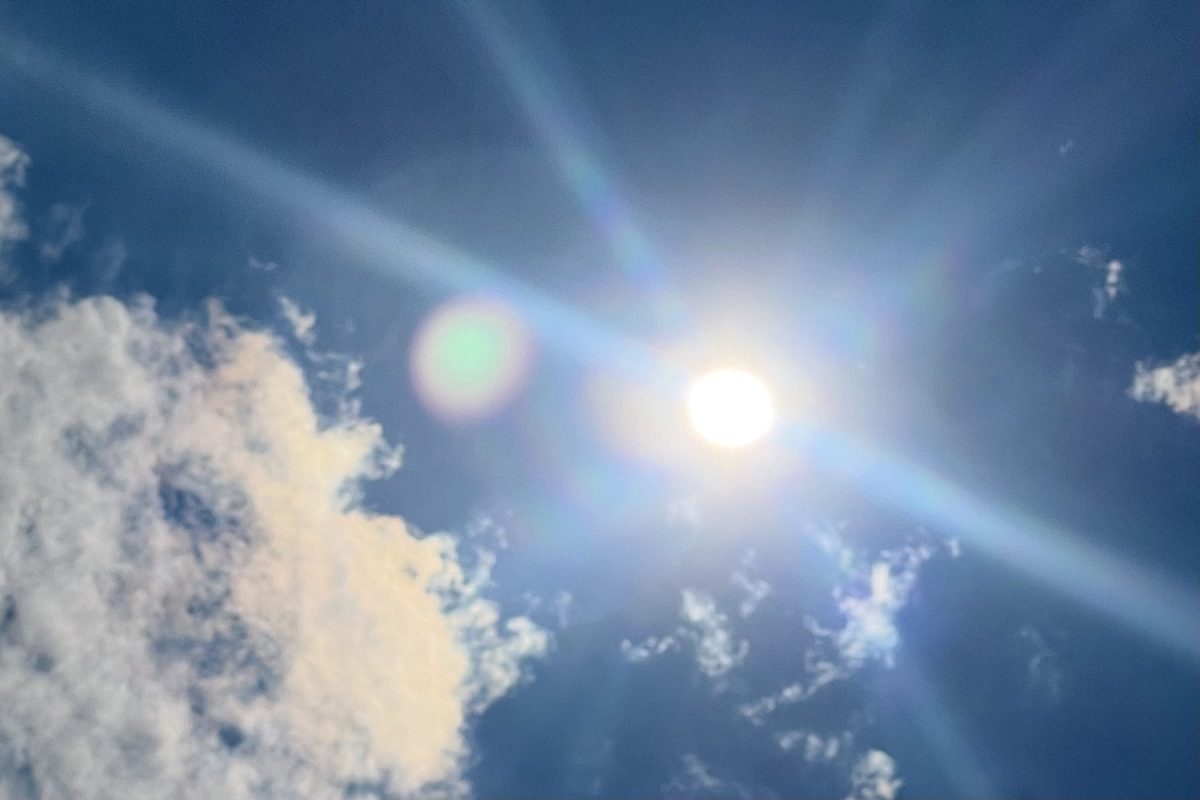 bright sun shines through clouds in the sky