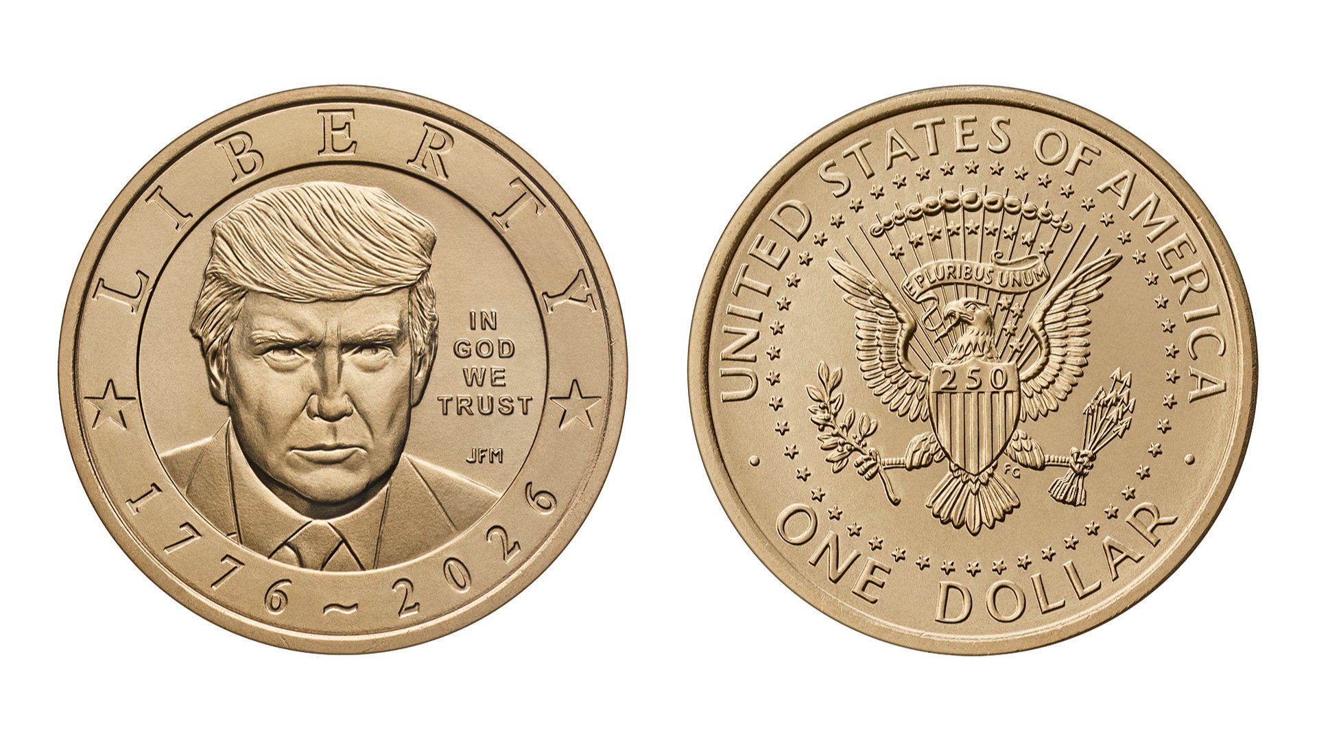 Renderings of $1 Trump gold coin