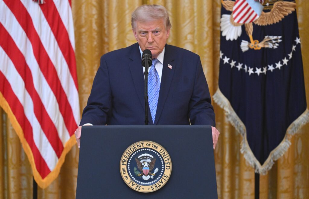 President Donald Trump addresses the nation from the East Room of the White House on July 16, 2026 in Washington, D.C. (Photo by Saul Loeb/Getty Images)