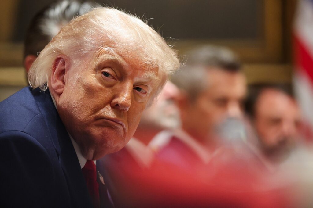 President Donald Trump on July 31, 2026 defended his "anti-weaponization" settlement fund as he sought confirmation of his nominee for attorney general, Todd Blanche. In this photo, Trump looks on during a Cabinet meeting at the White House on May 27, 2026 in Washington, D.C. Β (Photo by Win McNamee/Getty Images)