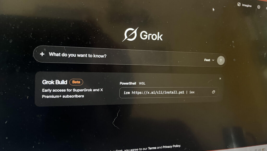 A laptop shows Grok, an artificial intelligence chatbot developed by Elon Musk's company xAI. The Trump administration is continuing its pushback against state AI laws that it views as ideologically biased. (Photo by Robbie Sequeira/Stateline)