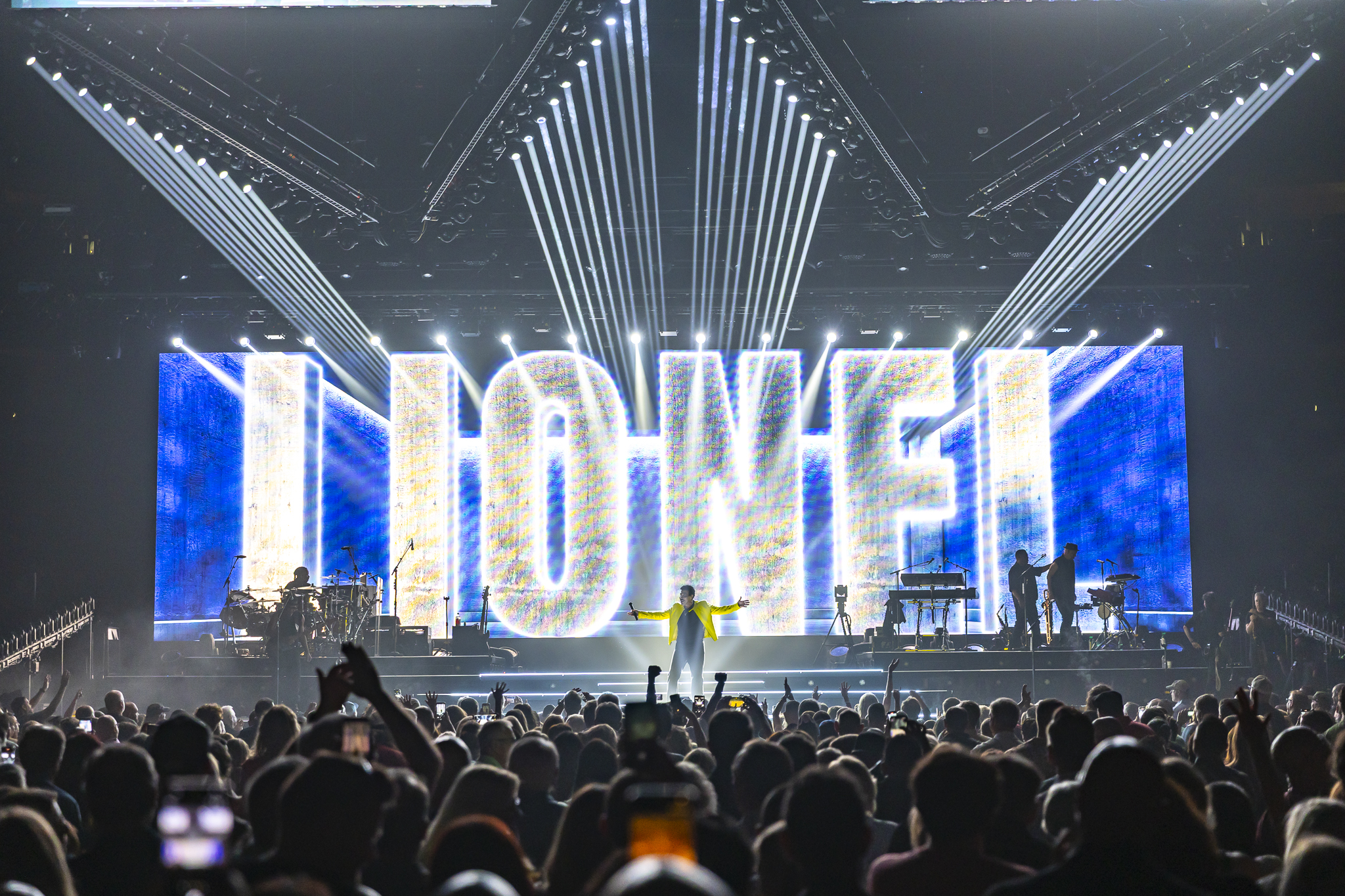 Lionel Richie performing live at Ball Arena in Denver, Colorado, on July 31 for the Sing a Song All Night Long tour.