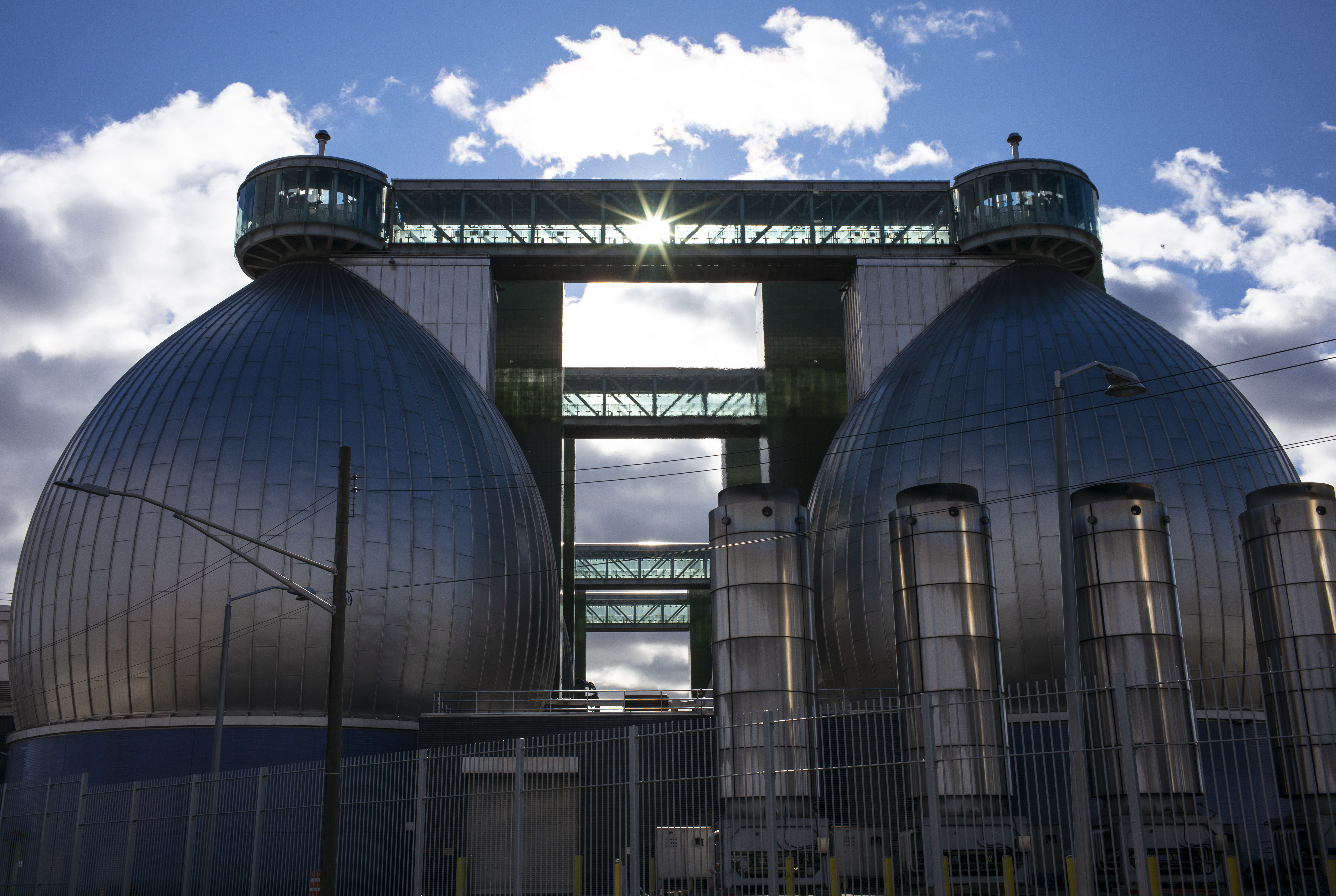 The exterior of the Newtown Creek Wastewater Treatment Plant is seen in the Greenpoint neighborhood of Brooklyn.