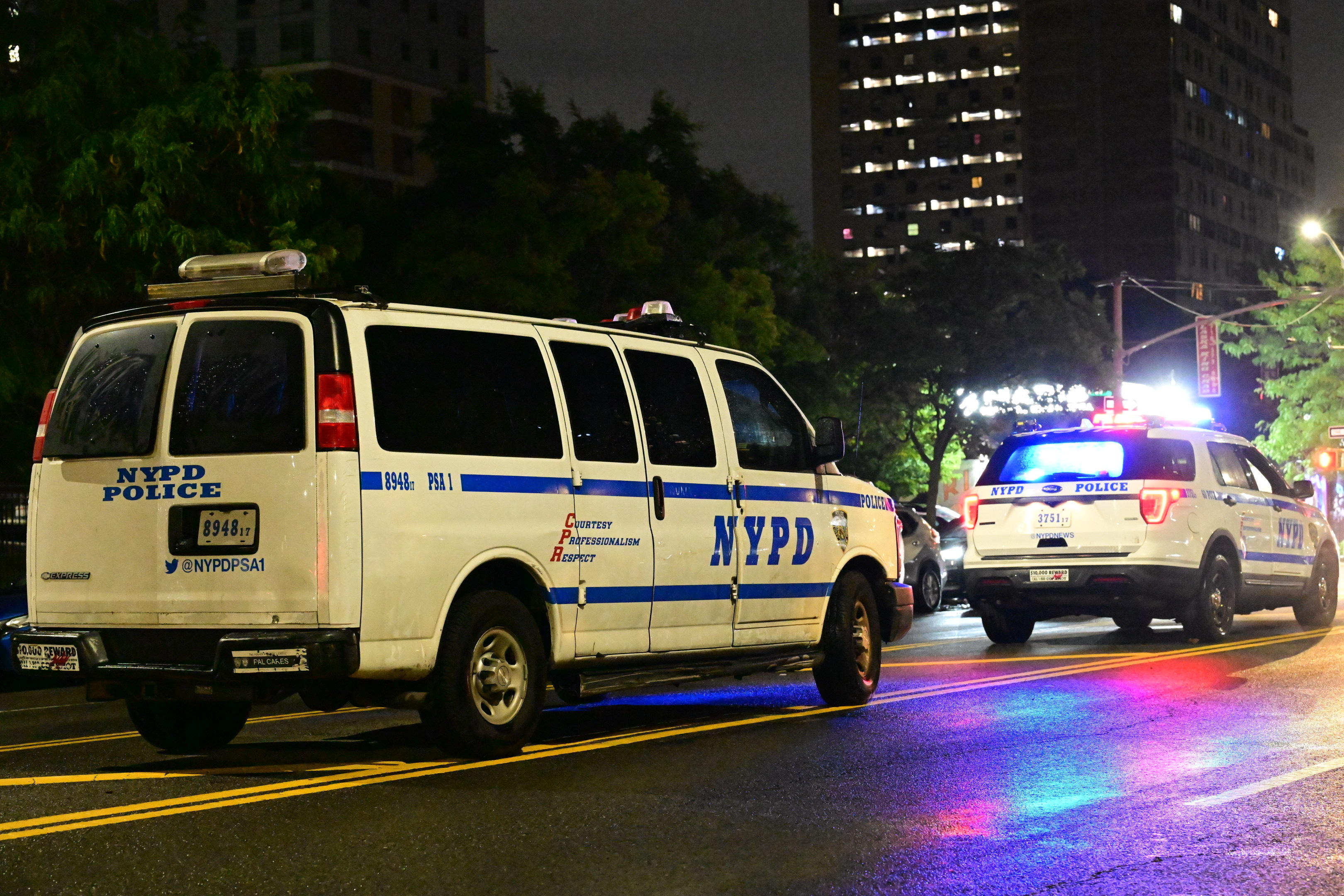 NYPD vehicles in New York City.