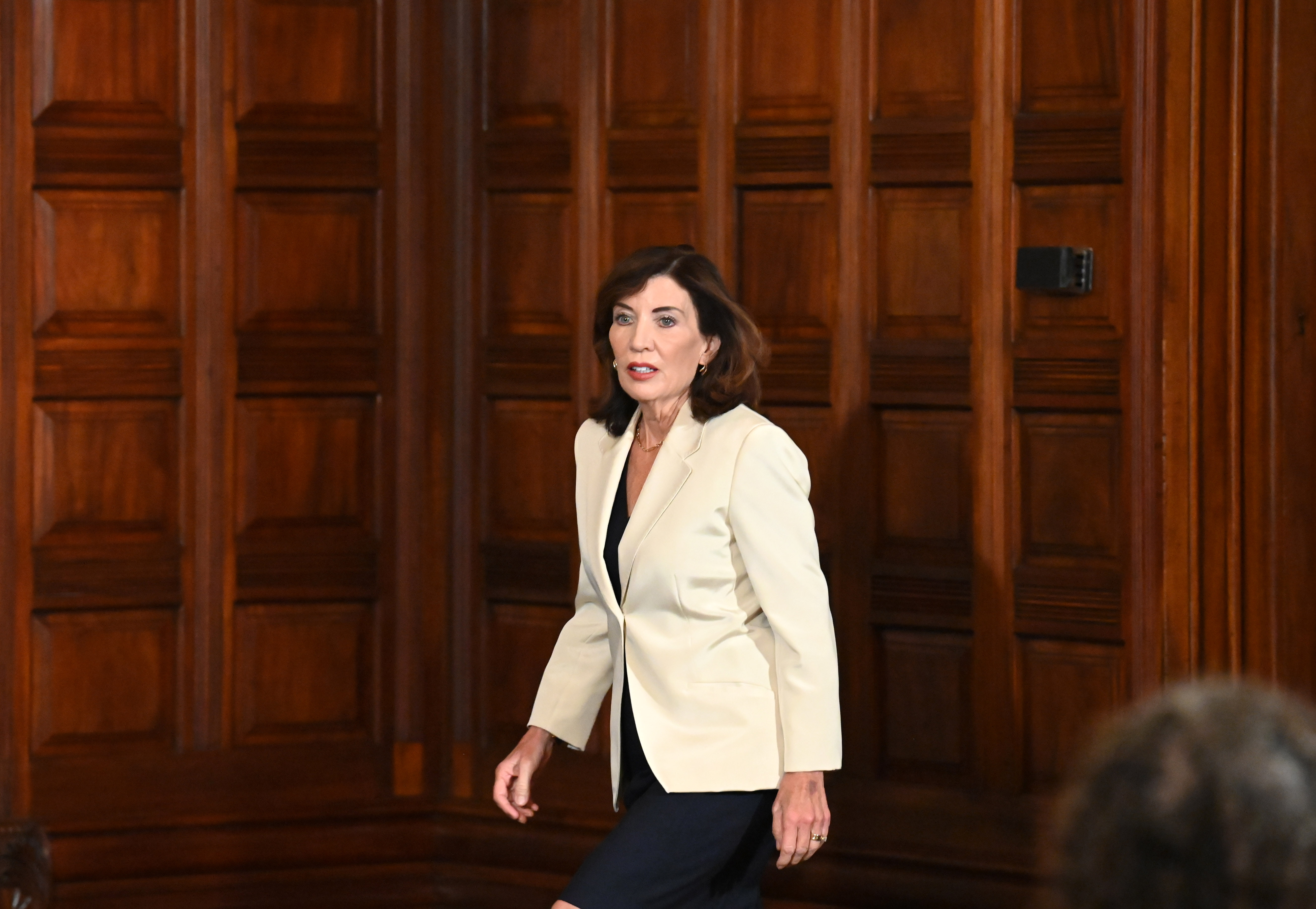 Gov. Kathy Hochul at a news conference Tuesday.