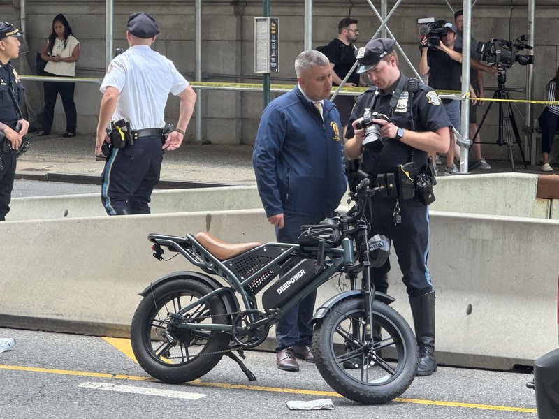 An e-bike following a crash near City Hall.