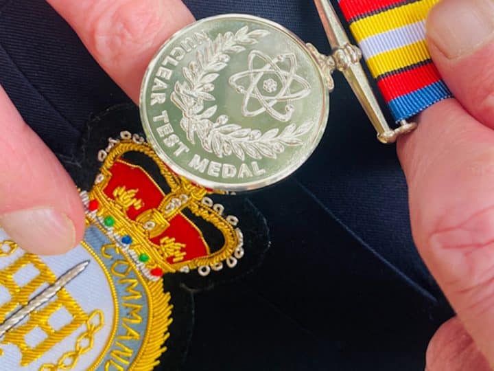 Close up of a Nuclear Test Medal, via Forces News